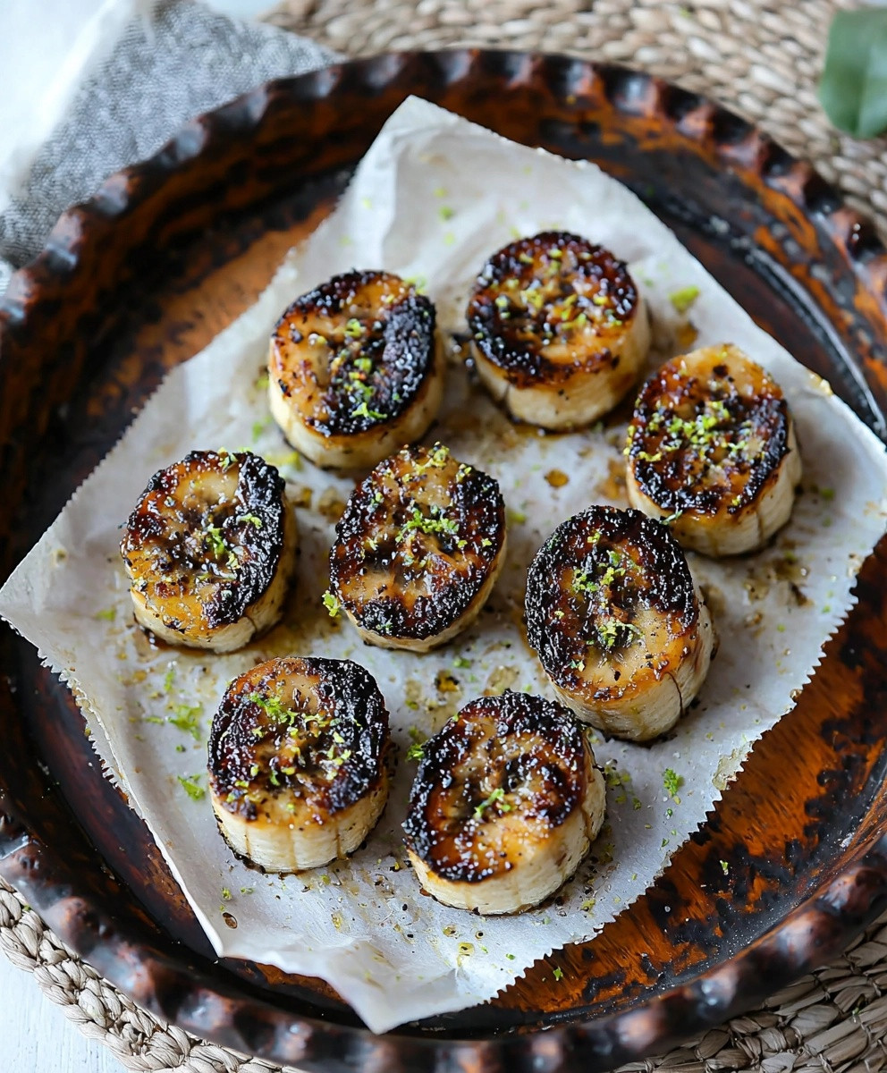 Banane rôtie vanille citron vert