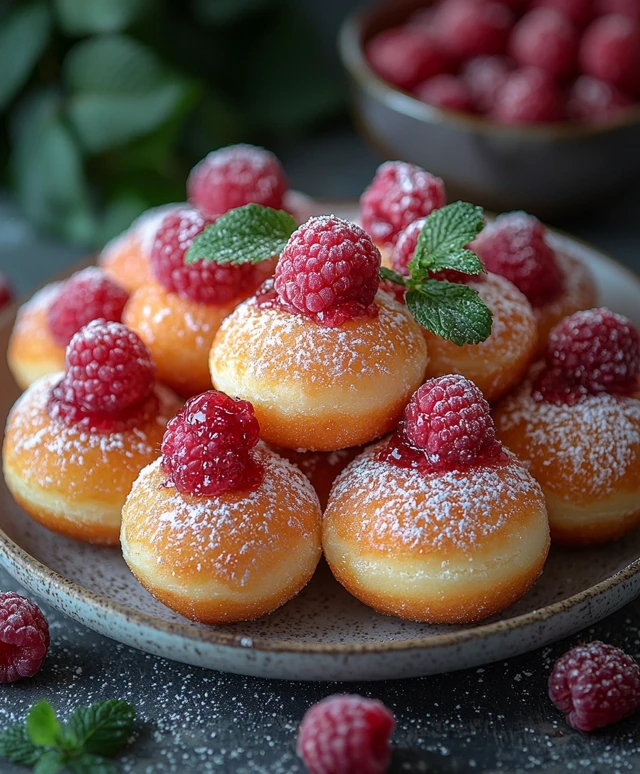 Trous de beignets framboises