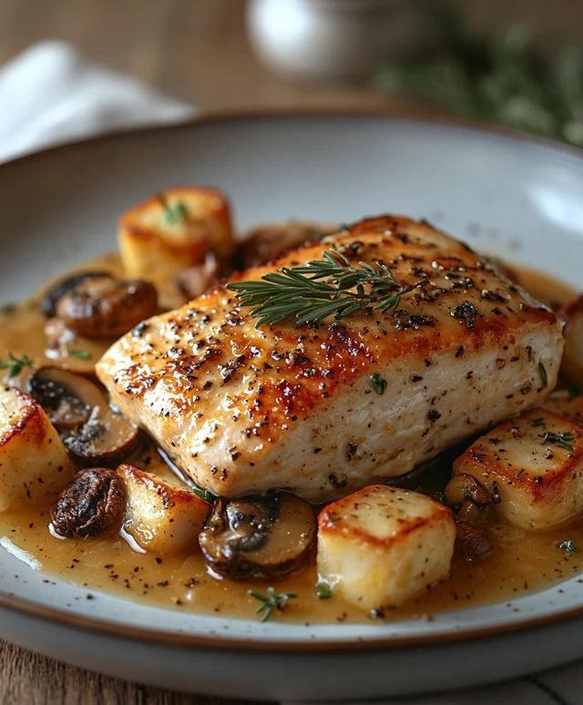 Fricassée de poulet champignons