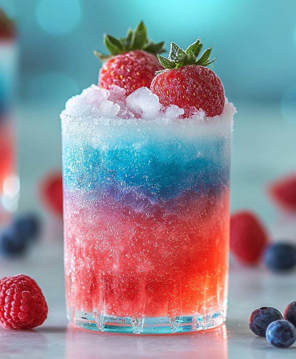 Cocktail glacé rouge blanc bleu