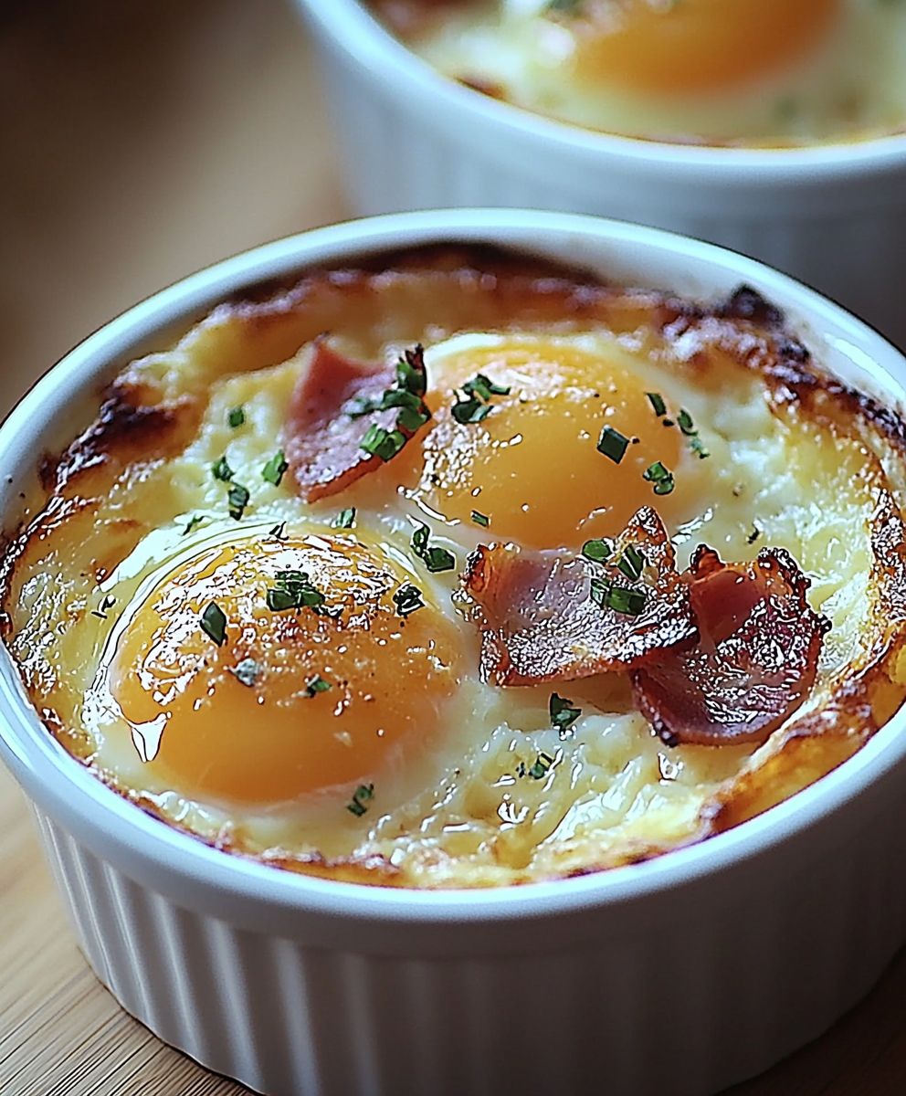 Oeufs cocotte jambon et kiri