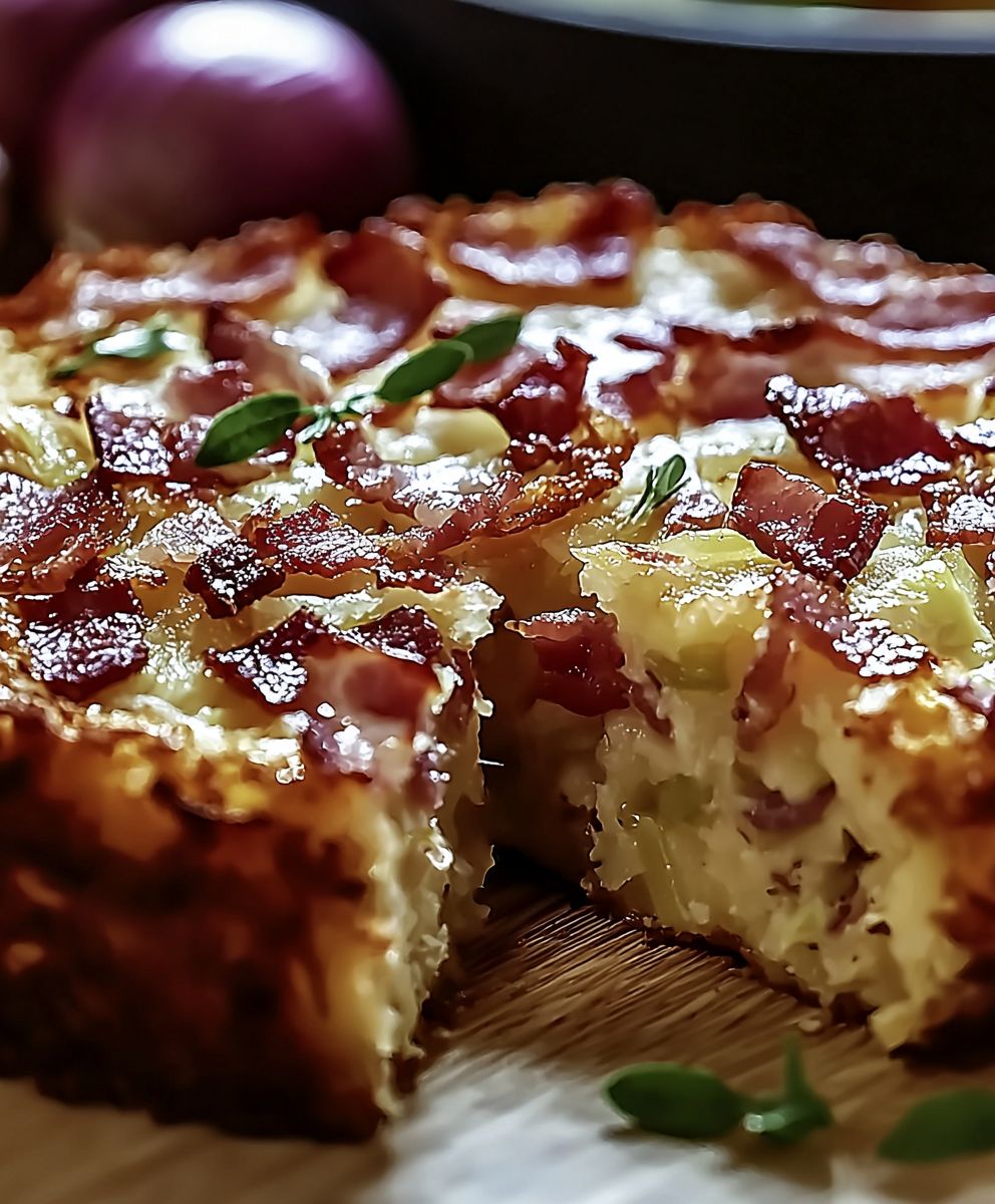 Cake aux poireaux lardons parmesan