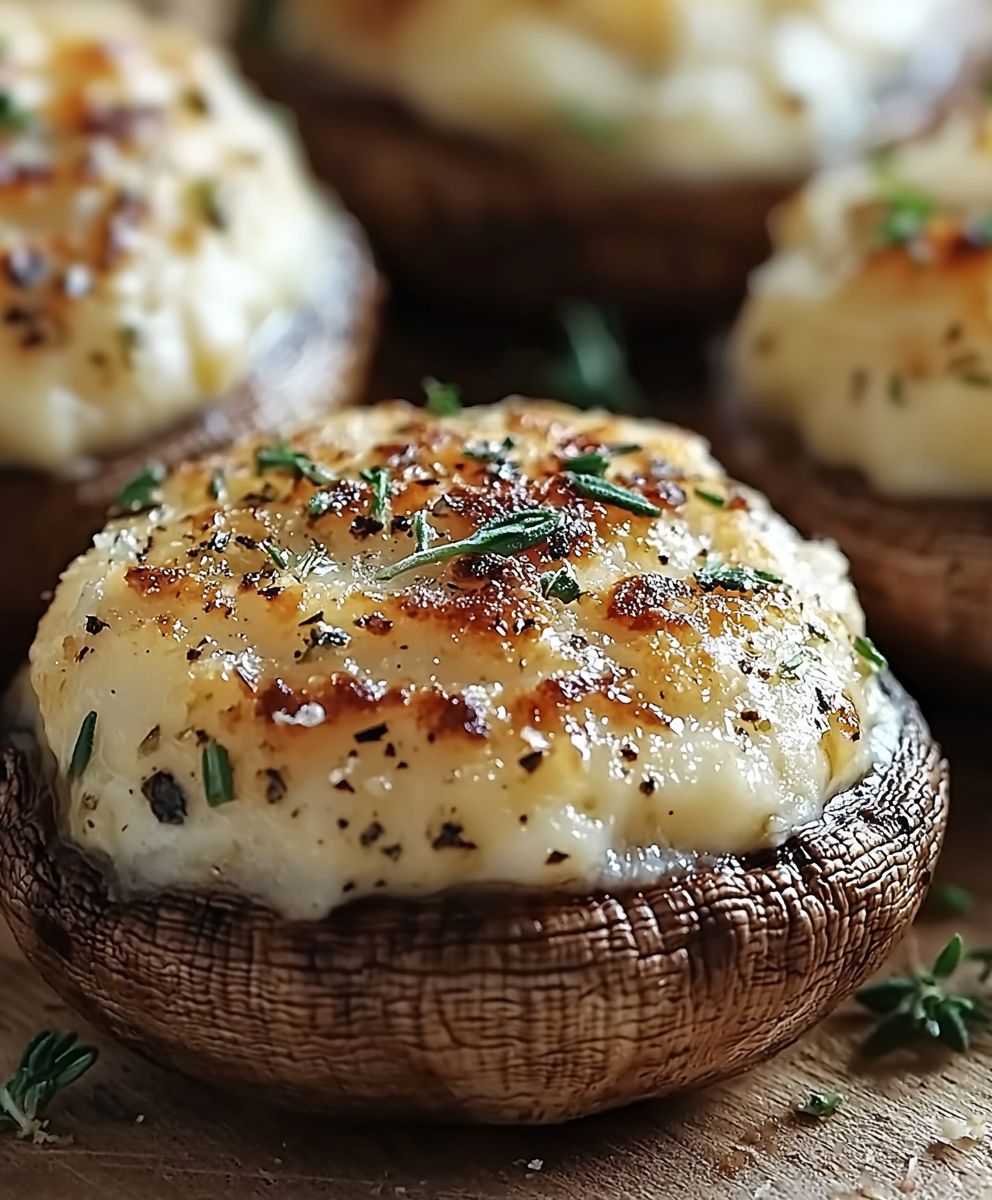 Champignons farcis fromage fines herbes