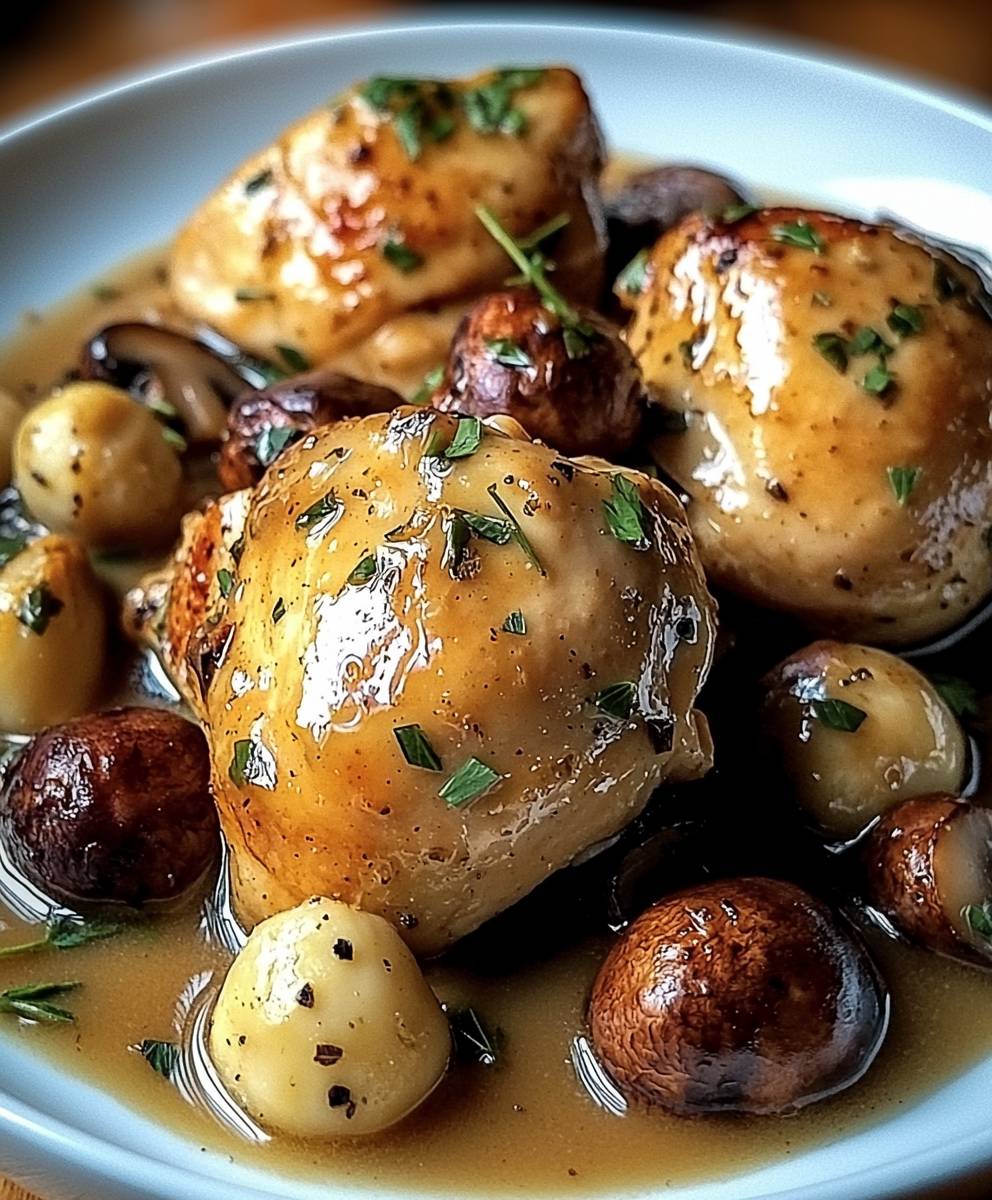 Poulet crémeux porto et champignons