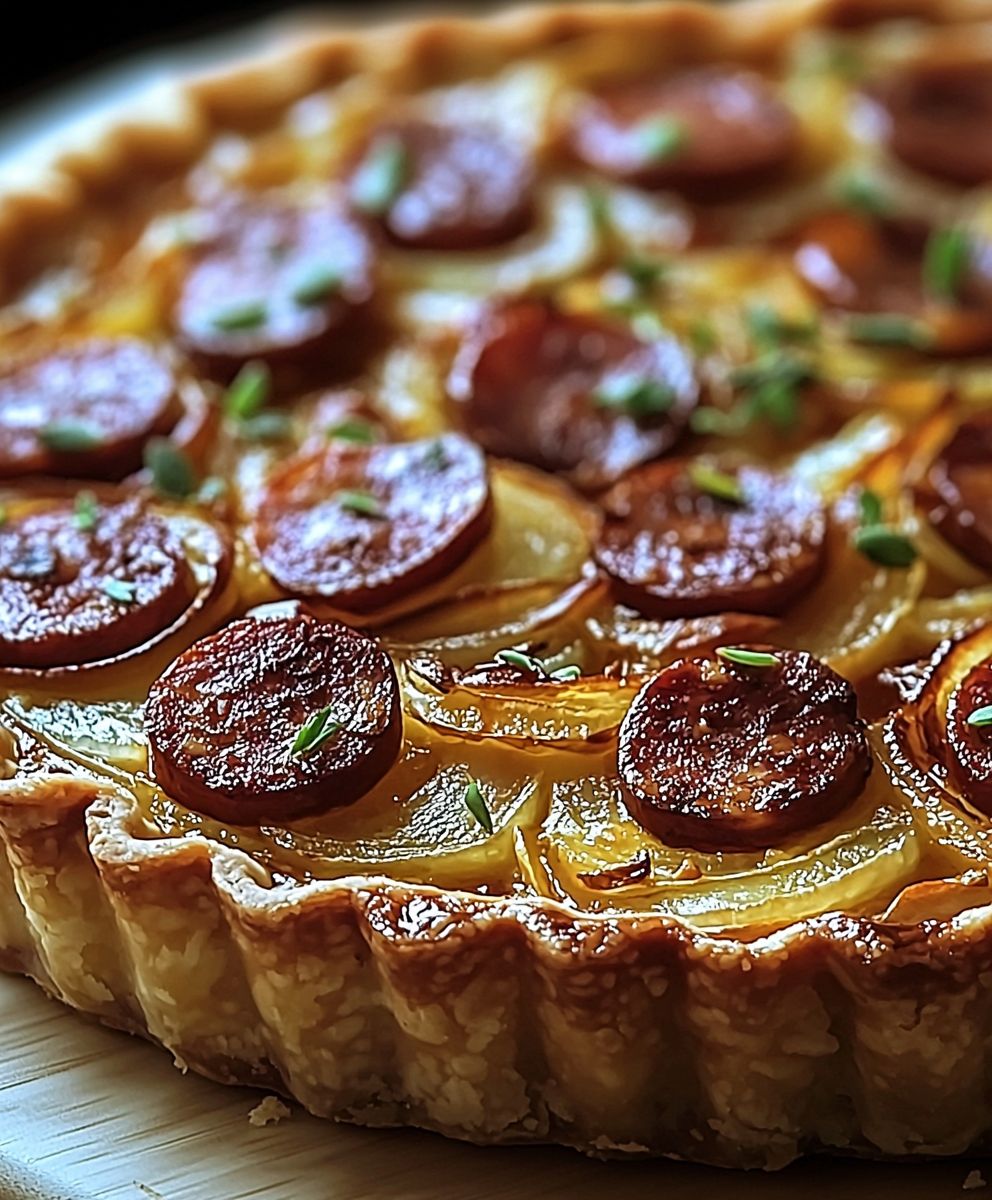Tarte oignons chorizo