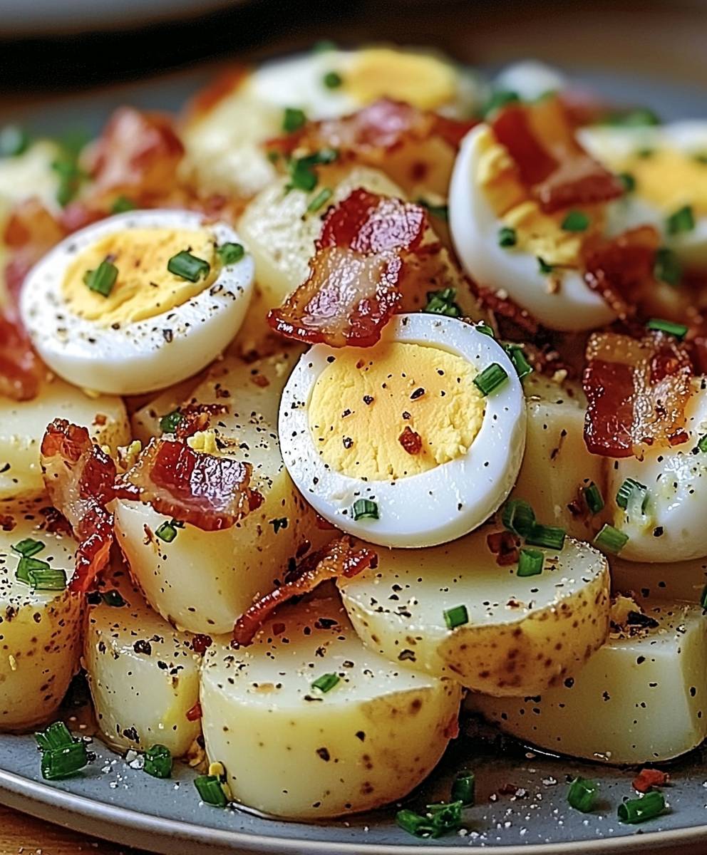 Salade pommes de terre lardons oeufs