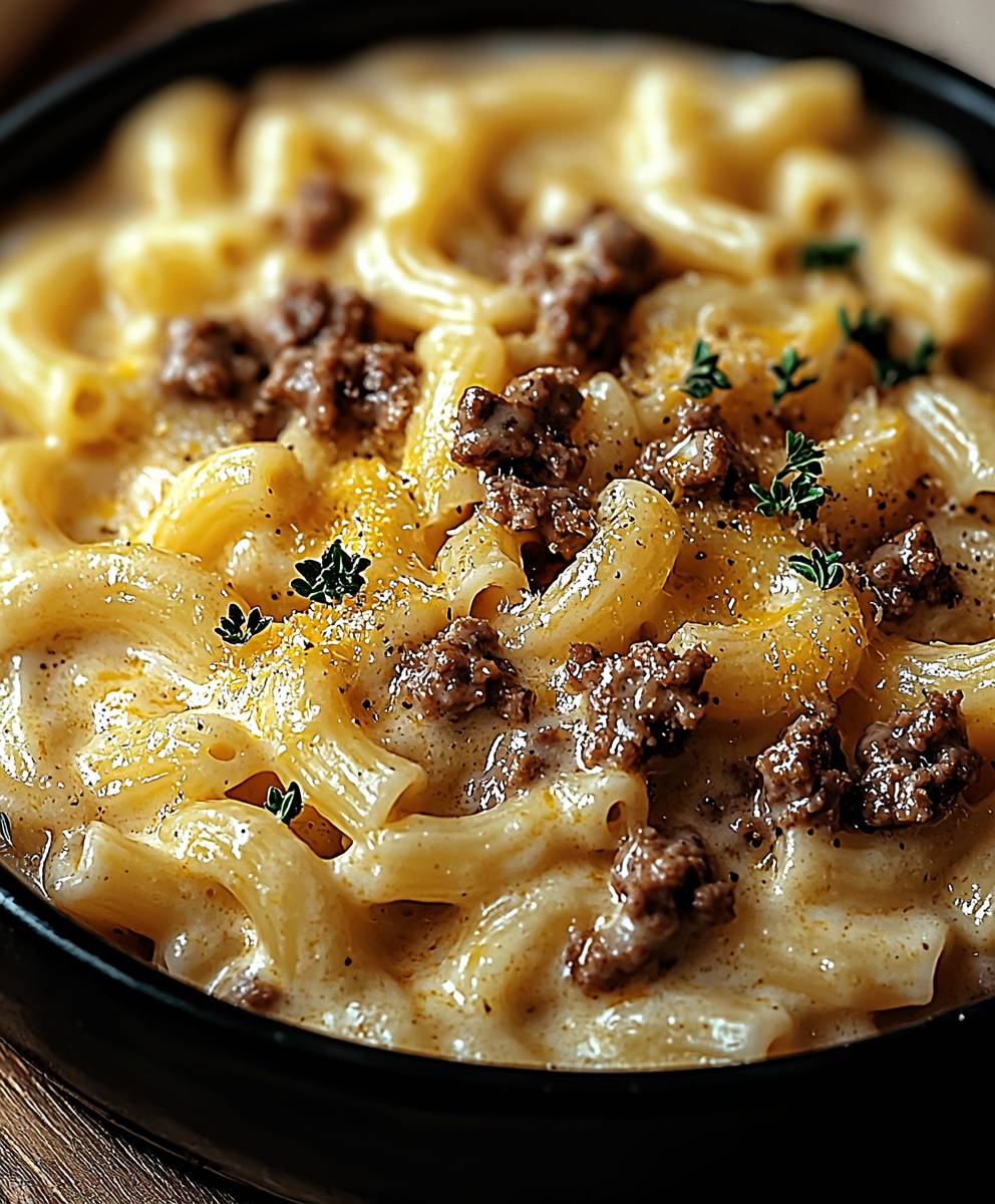 Pâtes crémeuses boeuf haché