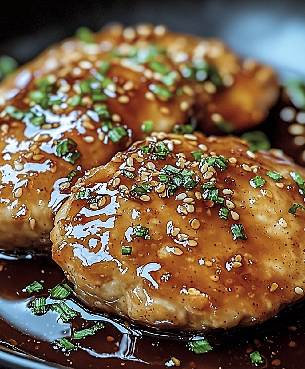 Escalopes poulet caramélisées ail miel soja