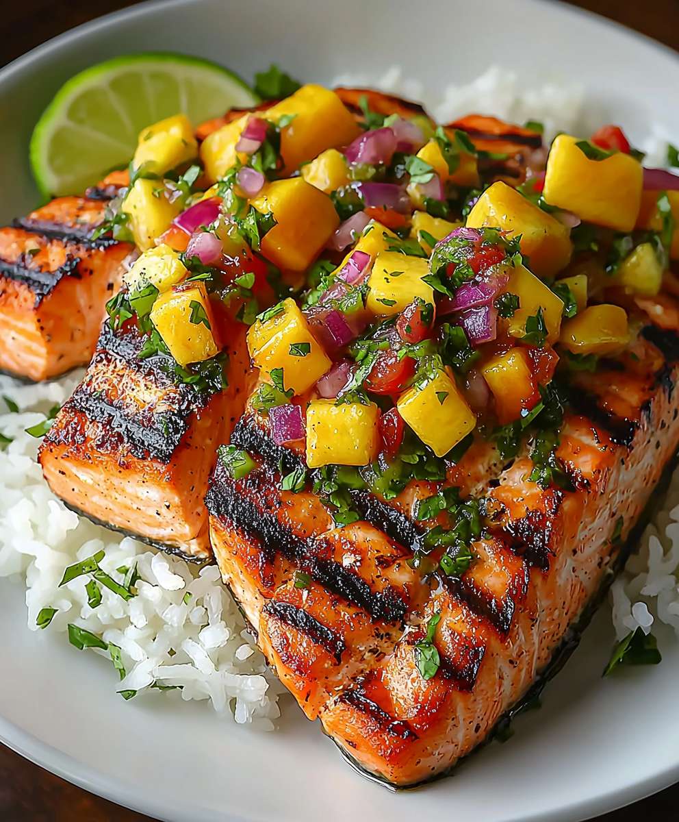 Saumon grillé salsa mangue