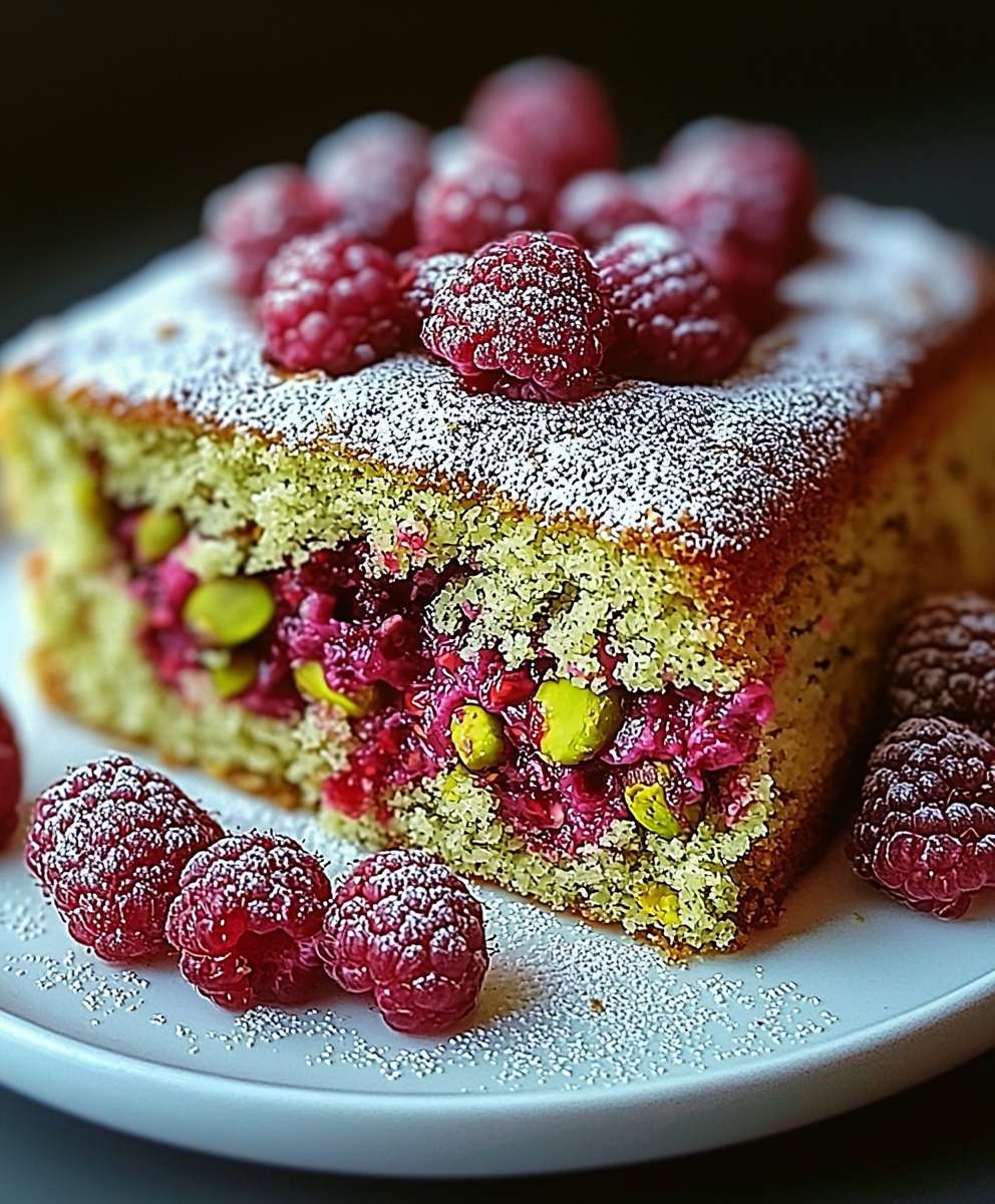 Moelleux pistache framboises