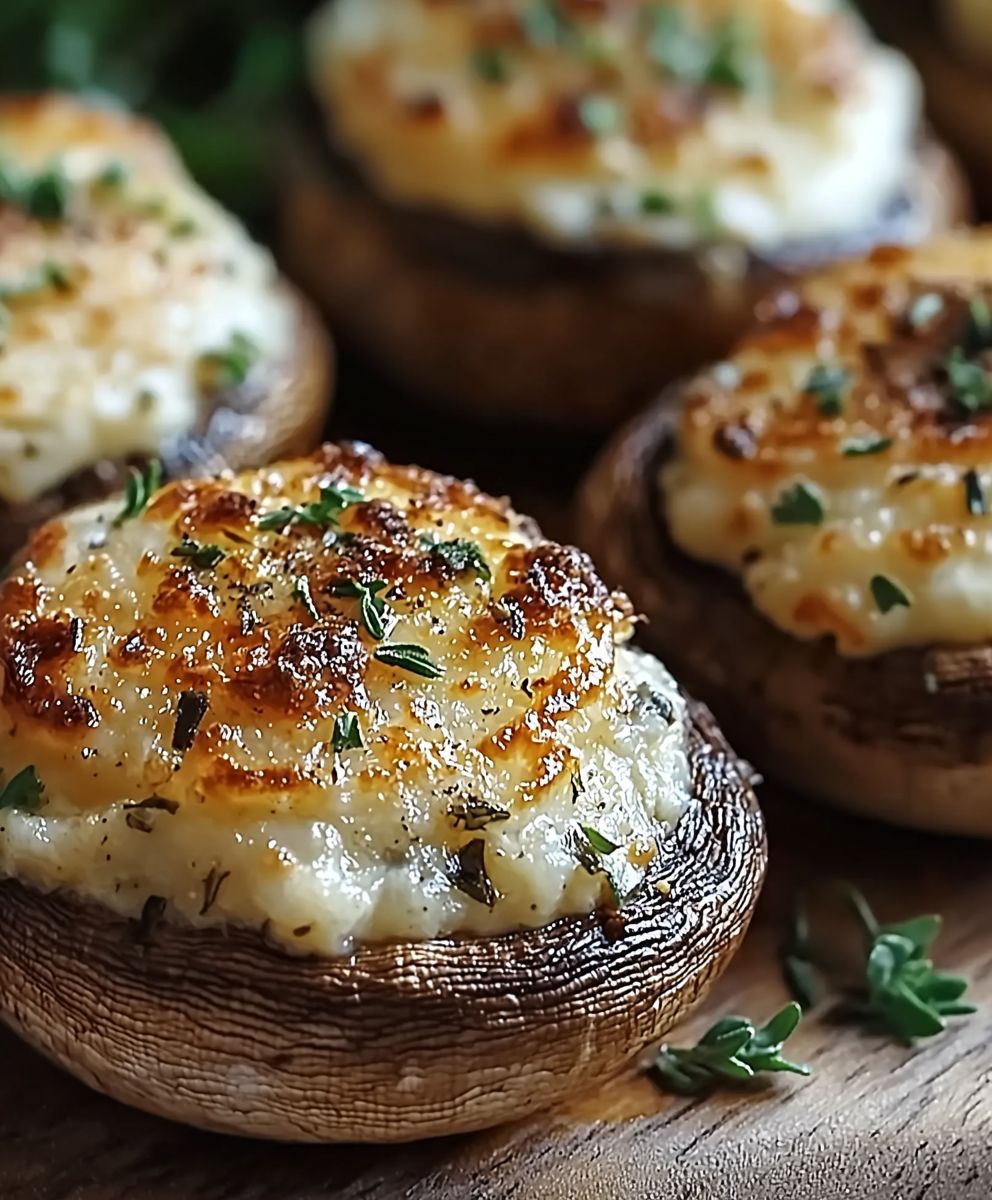 Champignons farcis fromage fines herbes