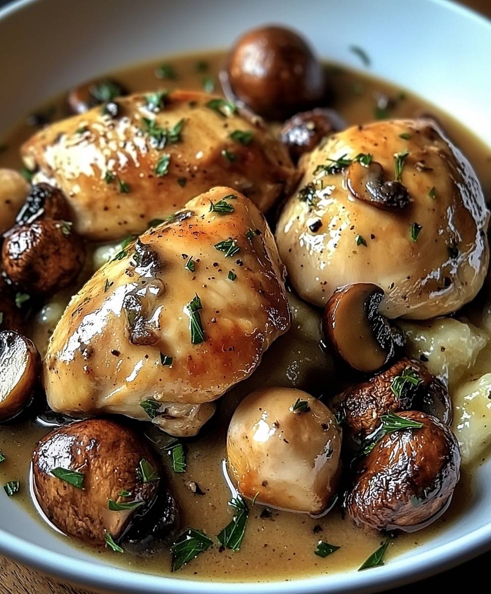 Poulet crémeux porto et champignons