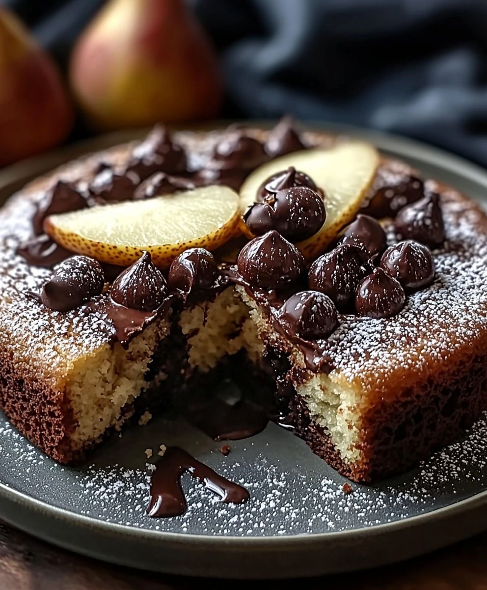 Gateau poires chocolat moelleux