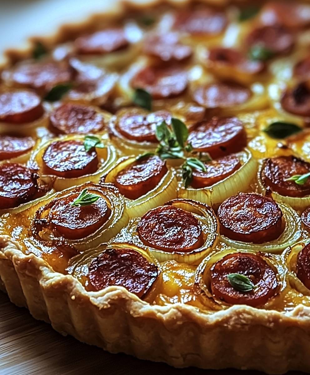 Tarte oignons chorizo