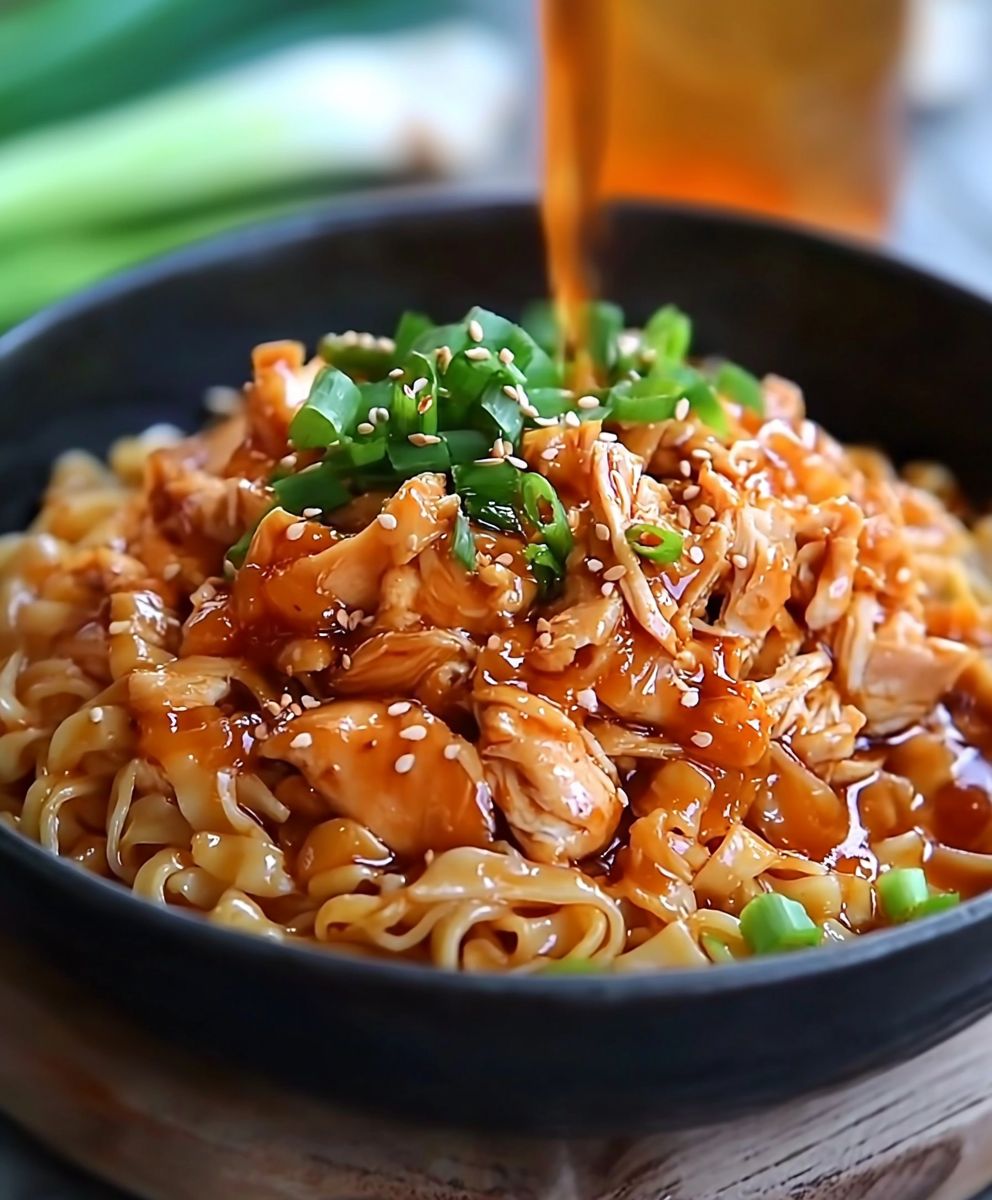 Nouilles poulet soja oignon vert