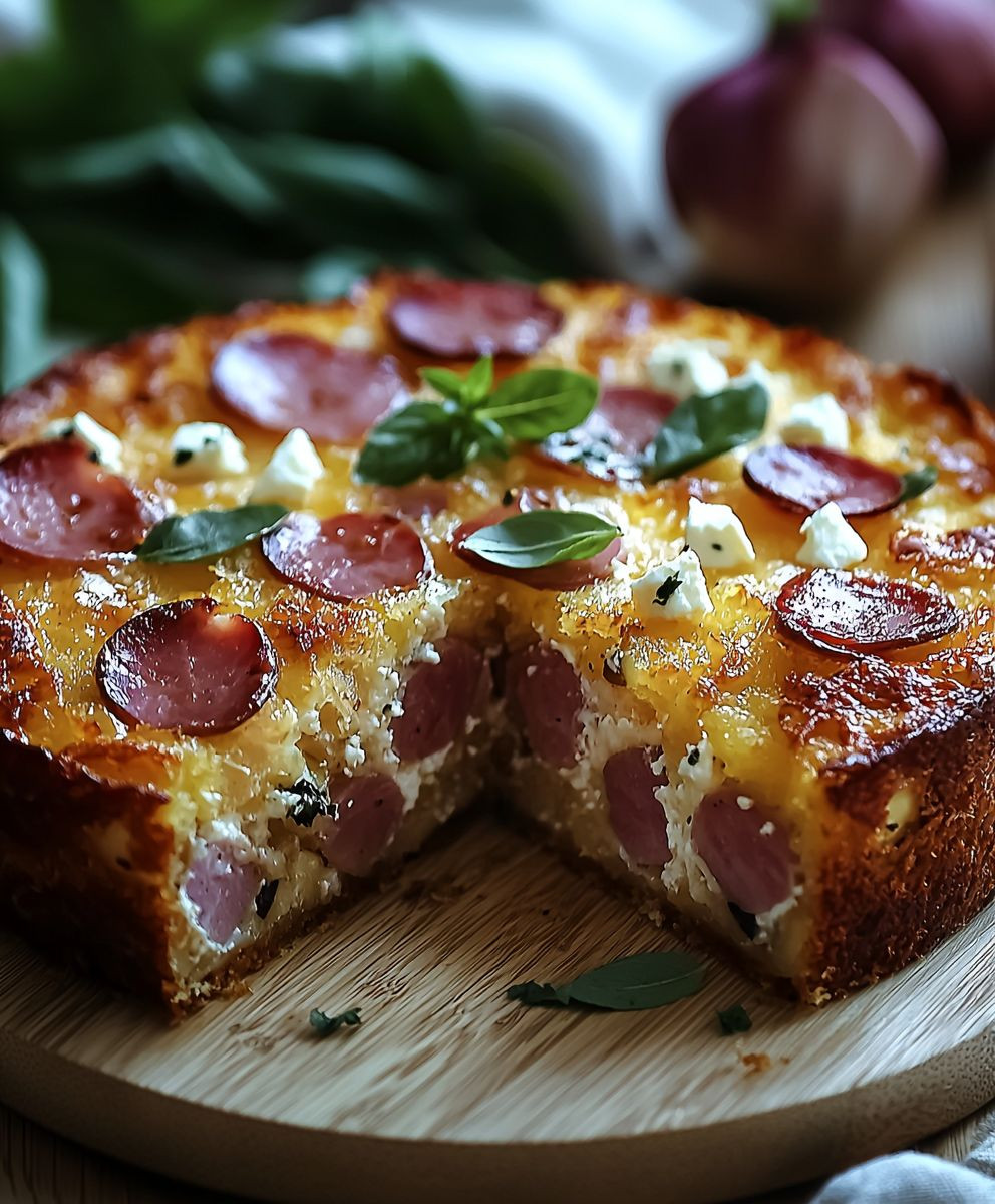 Cake salé jambon feta
