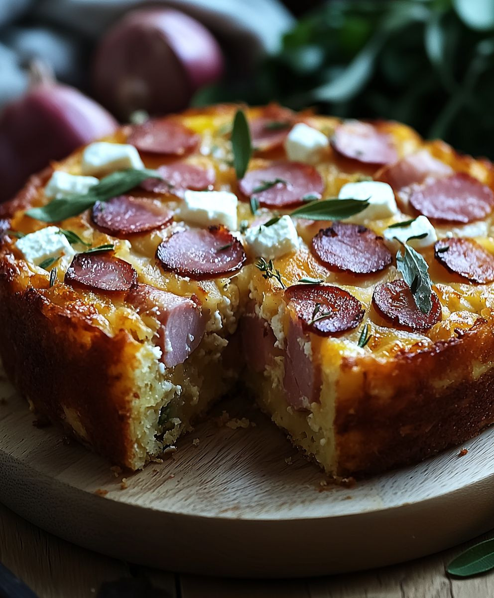 Cake salé jambon feta