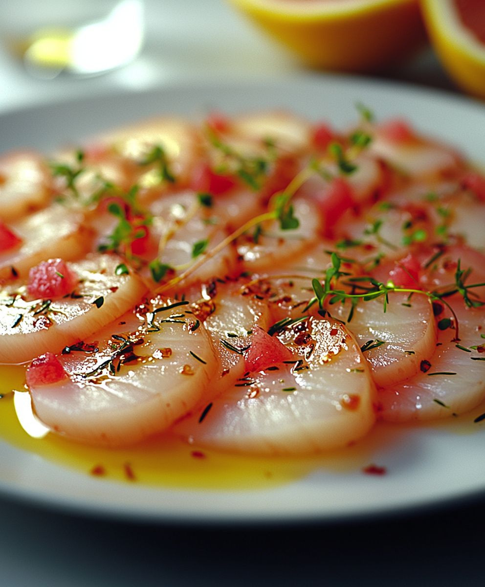 Carpaccio Noix Saint Jacques Pamplemousse