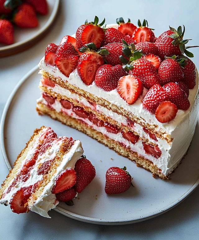 Gâteau aux fraises et crème