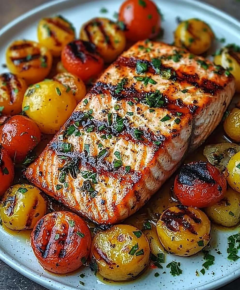 Saumon Grillé Légumes Sautés