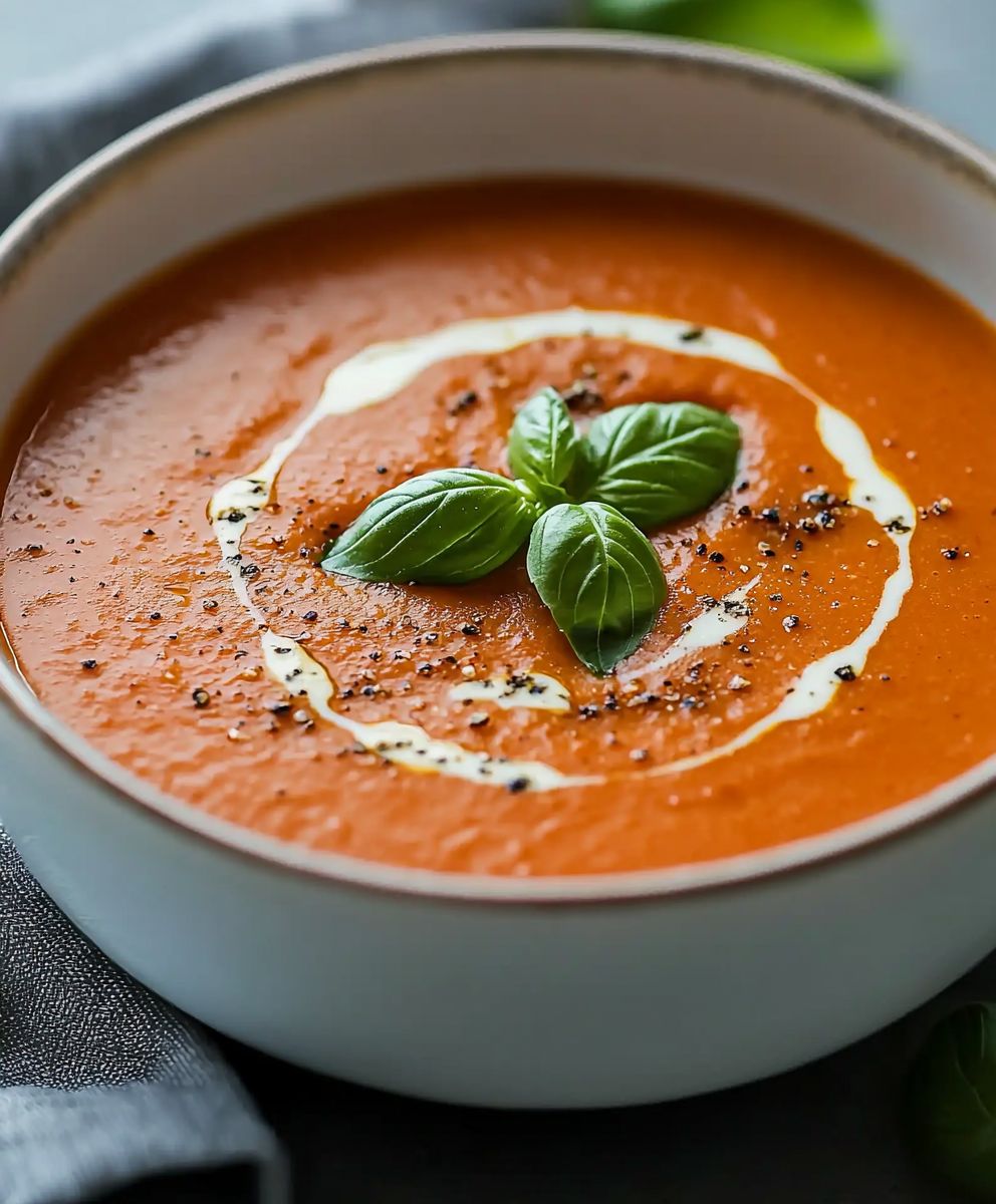 Soupe tomate basilic crémeuse