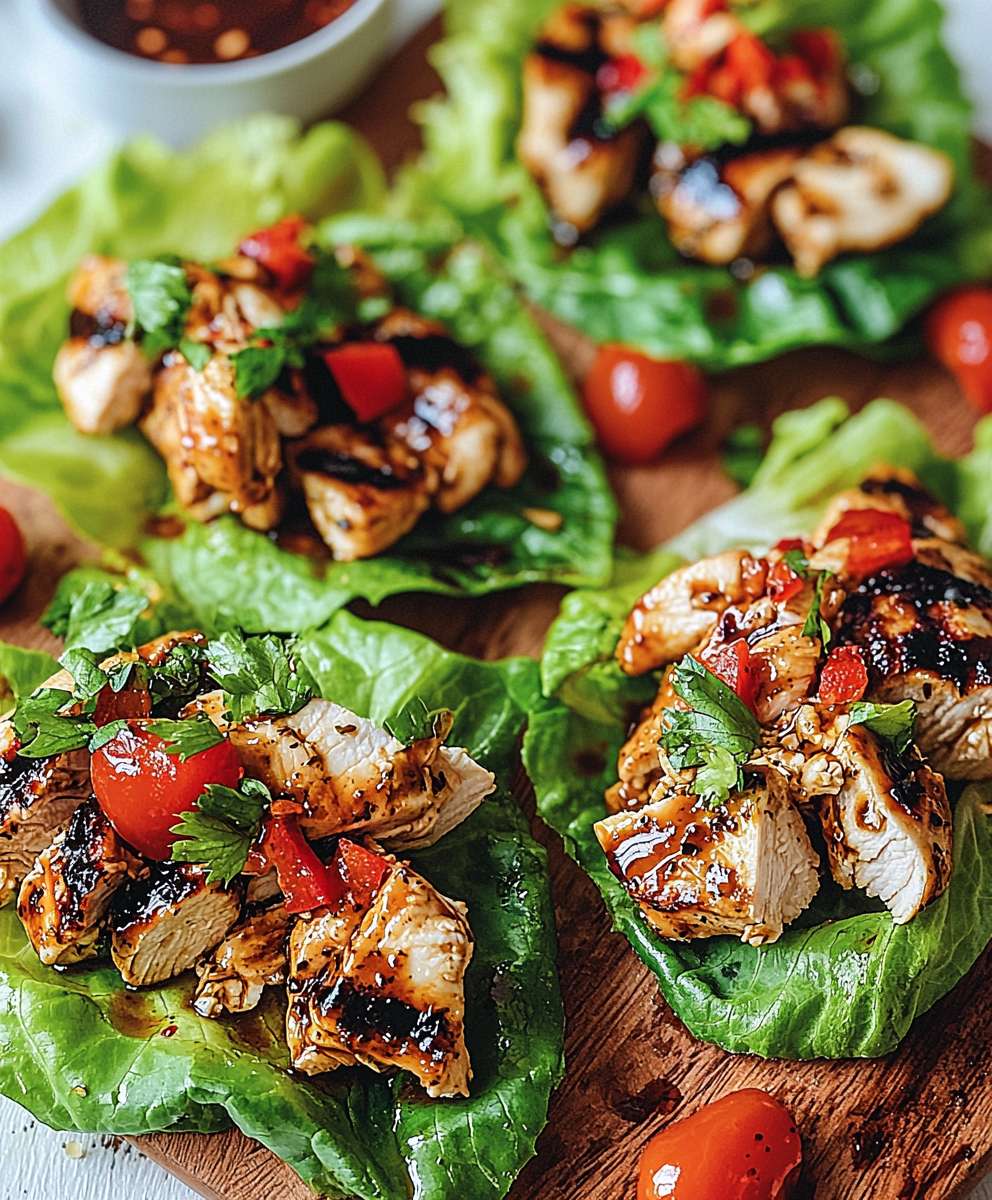 Wraps laitue poulet grillé balsamique