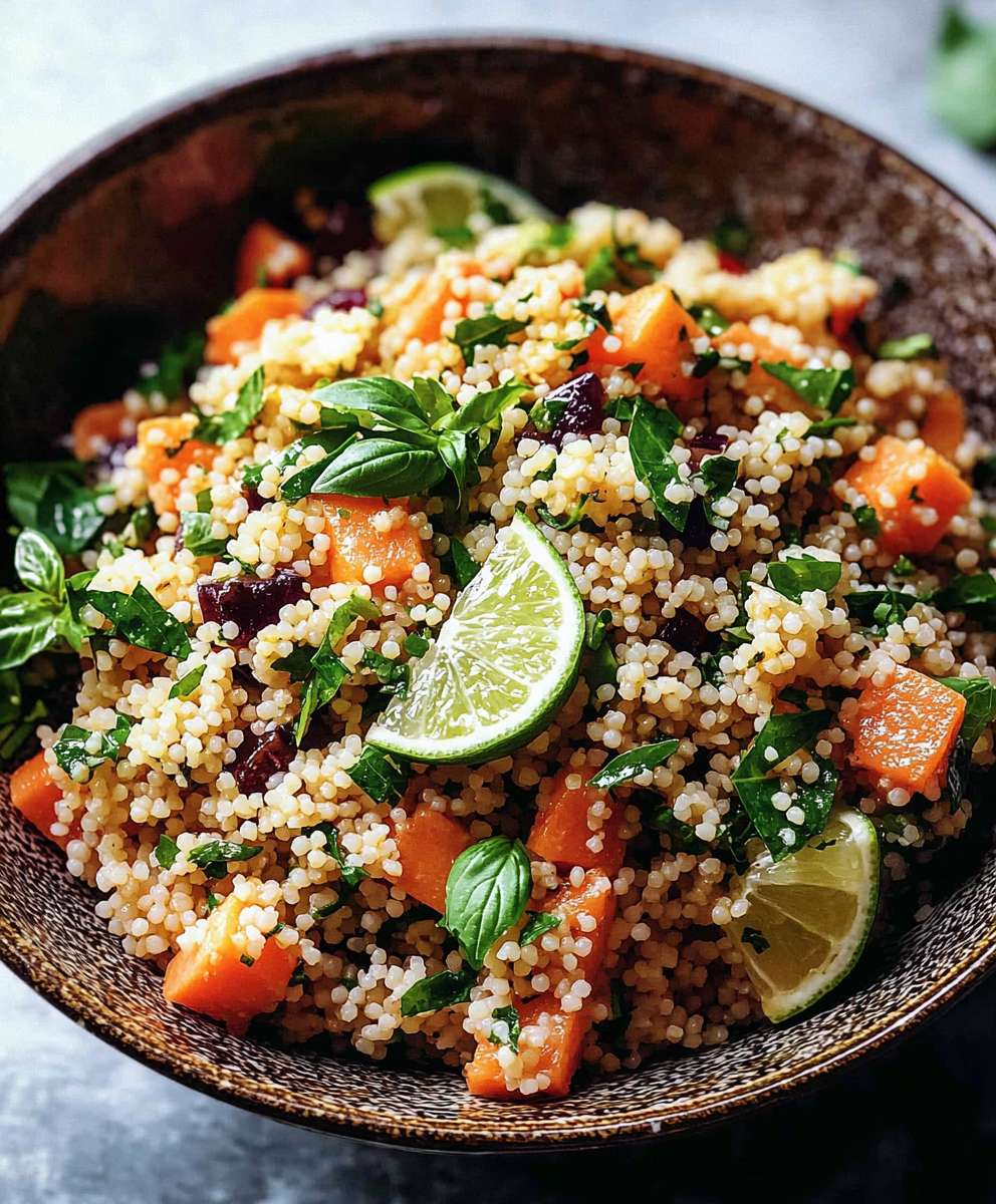 Salade couscous vinaigrette citron vert basilic