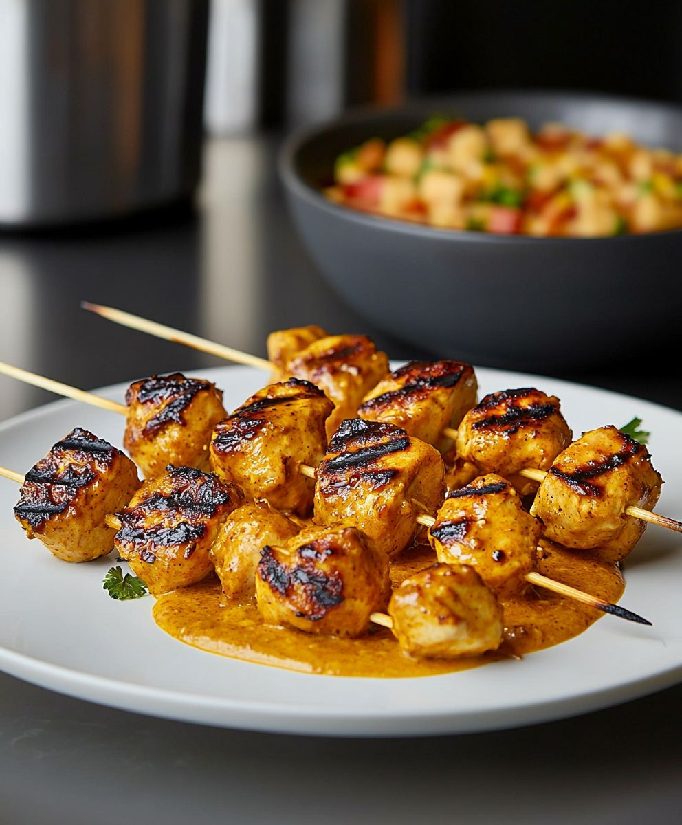 Brochettes poulet curry savoureuses