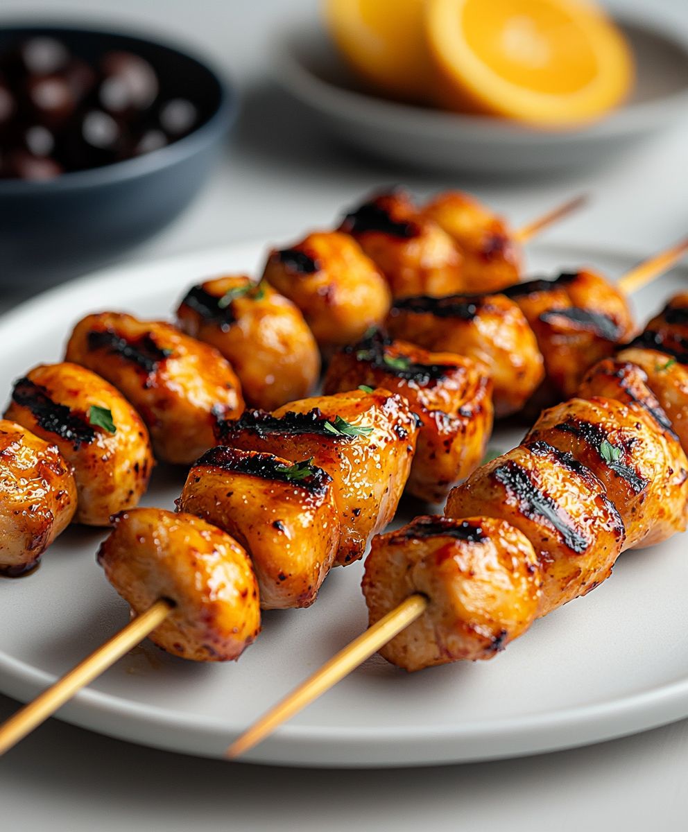 Brochettes poulet marinées orange