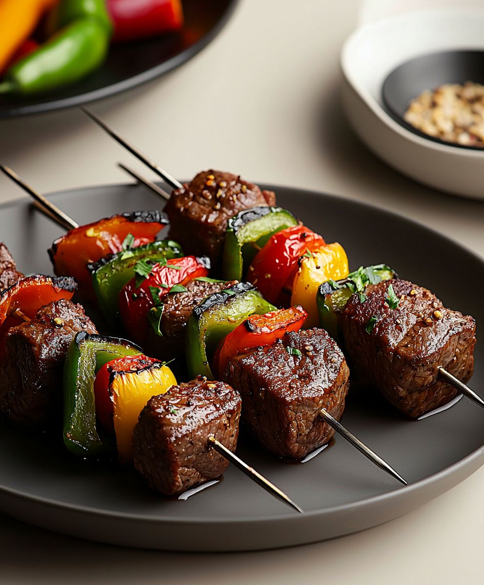 Brochettes boeuf marinées poivrons