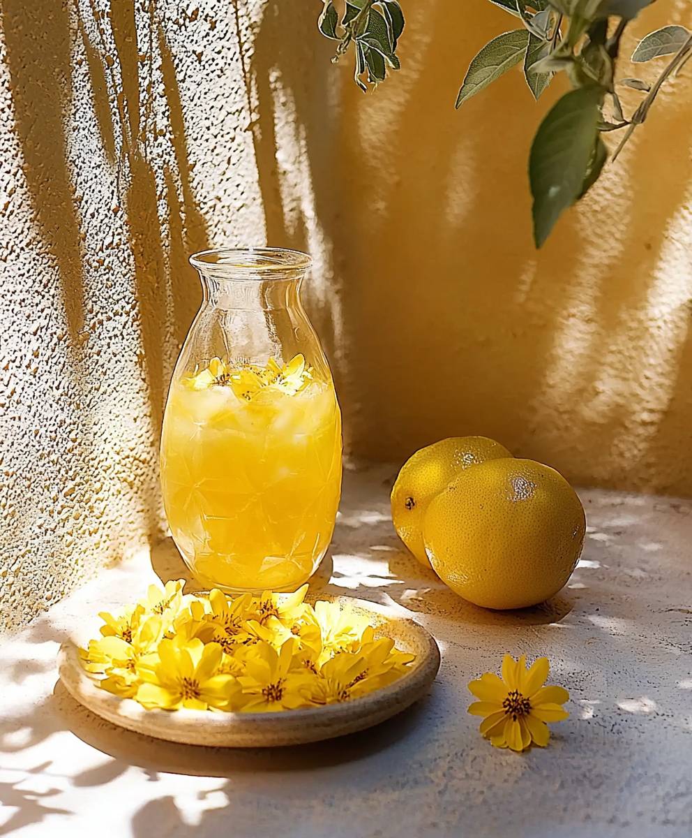 Citronnade maison fleurs et baies