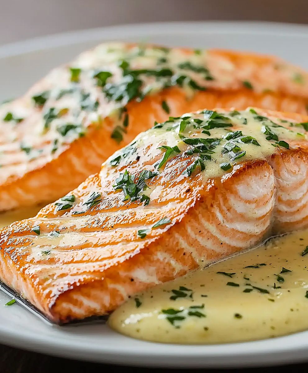 Saumon crème ail beurre