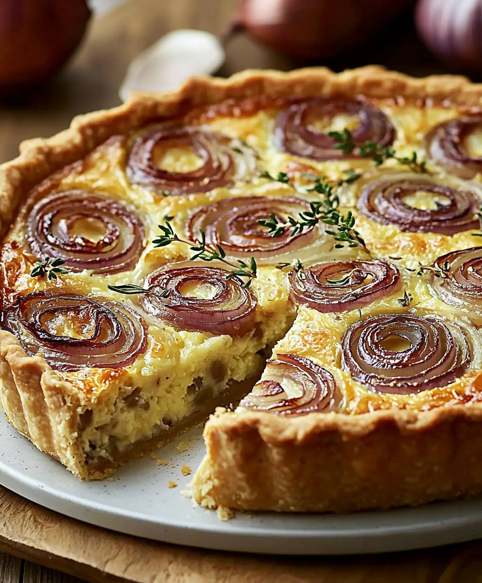 Quiche aux oignons caramélisés gruyère