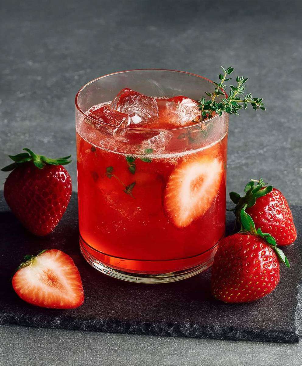 Cocktail smash fraises gin thym