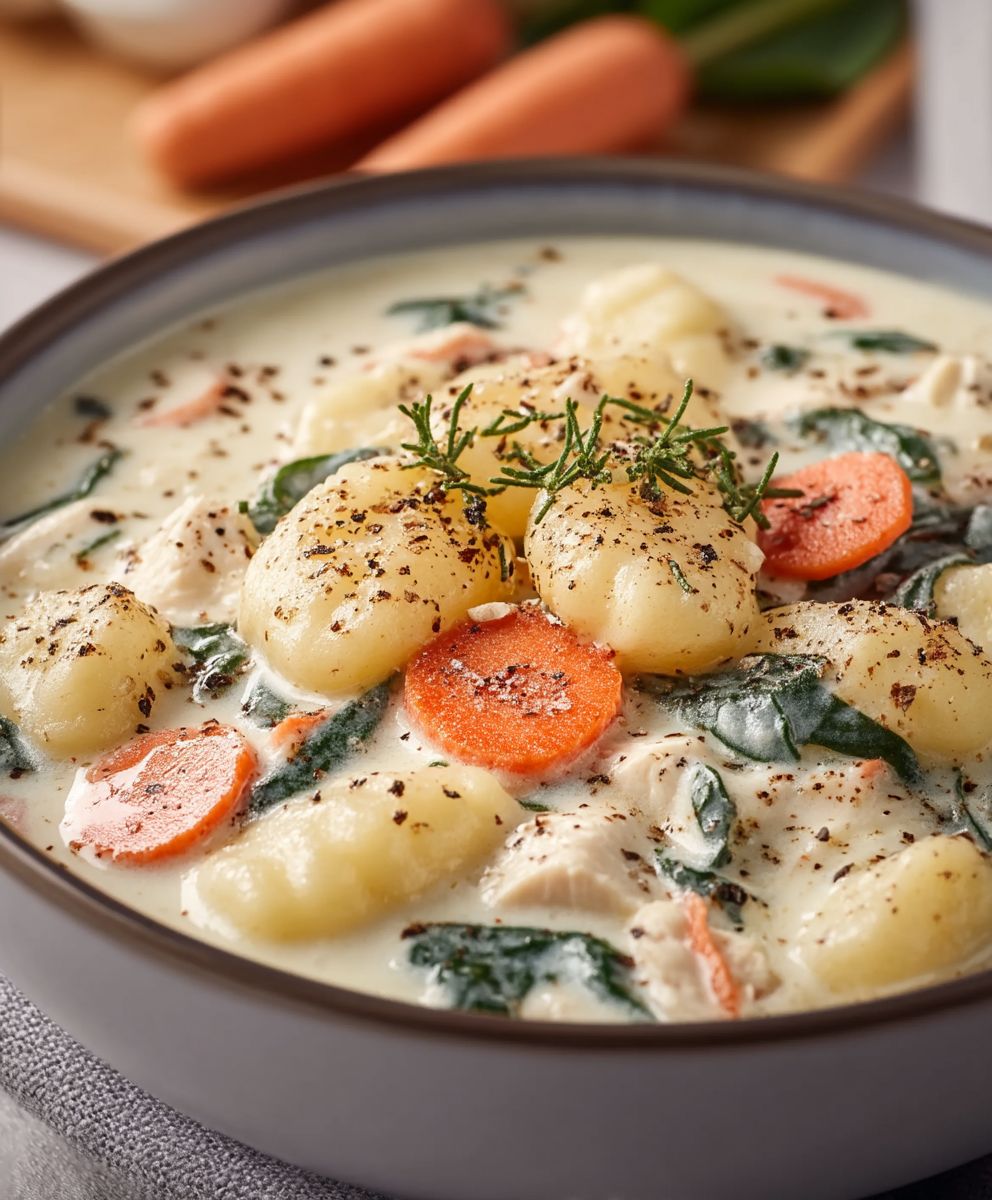Soupe crémeuse poulet gnocchis