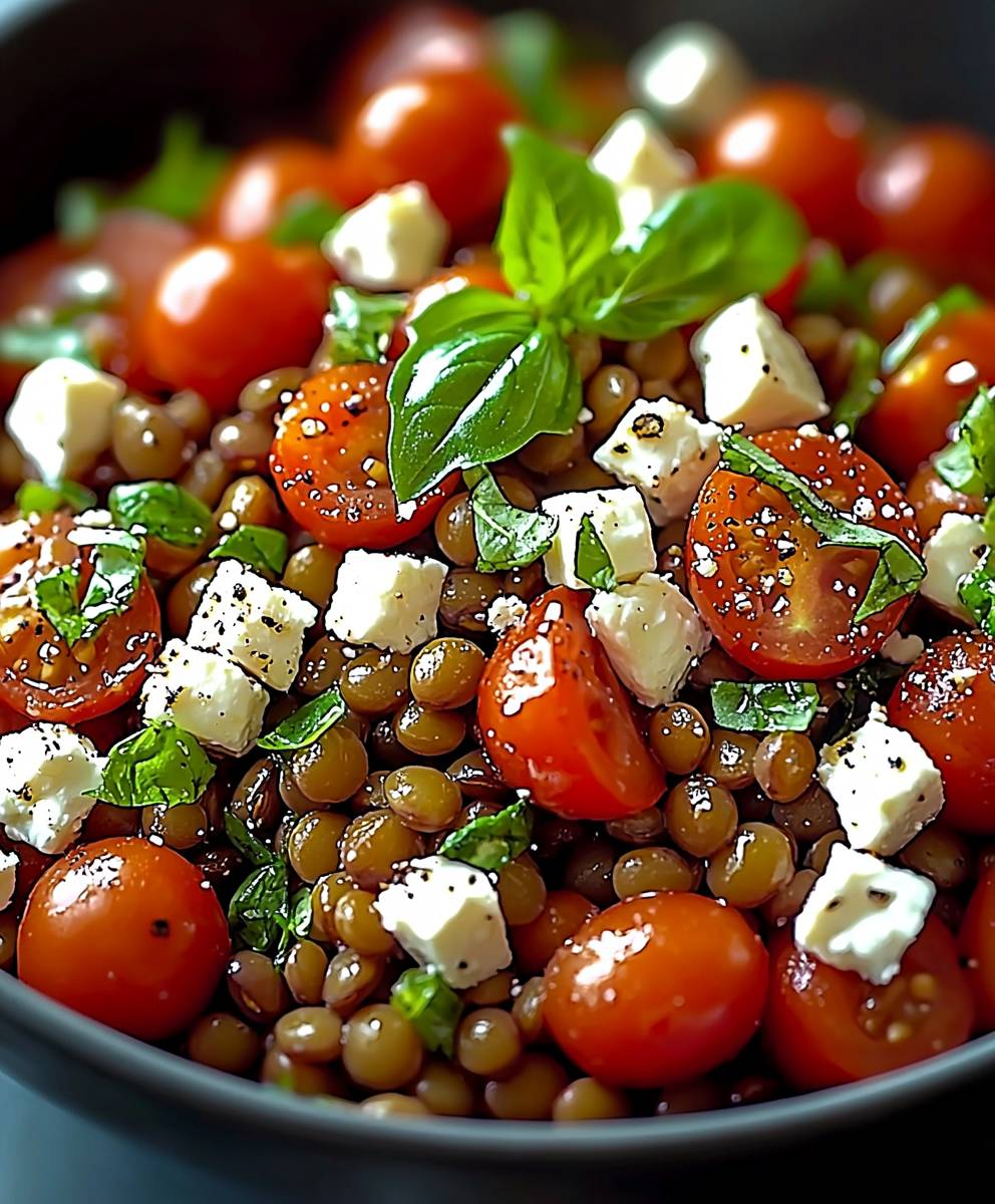 Salade lentilles tomates cerises feta