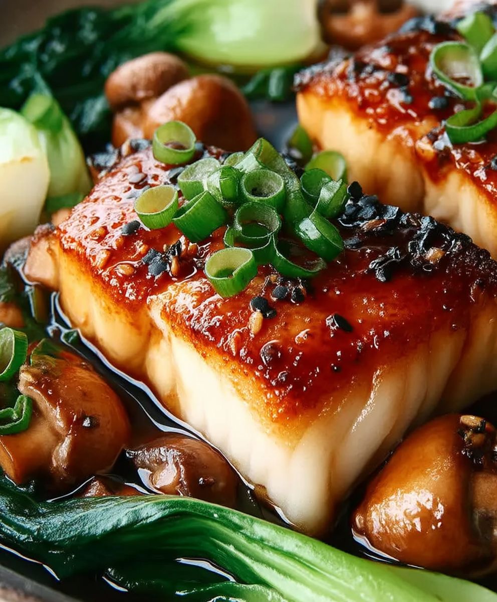Cabillaud noir glacé miso bok choy