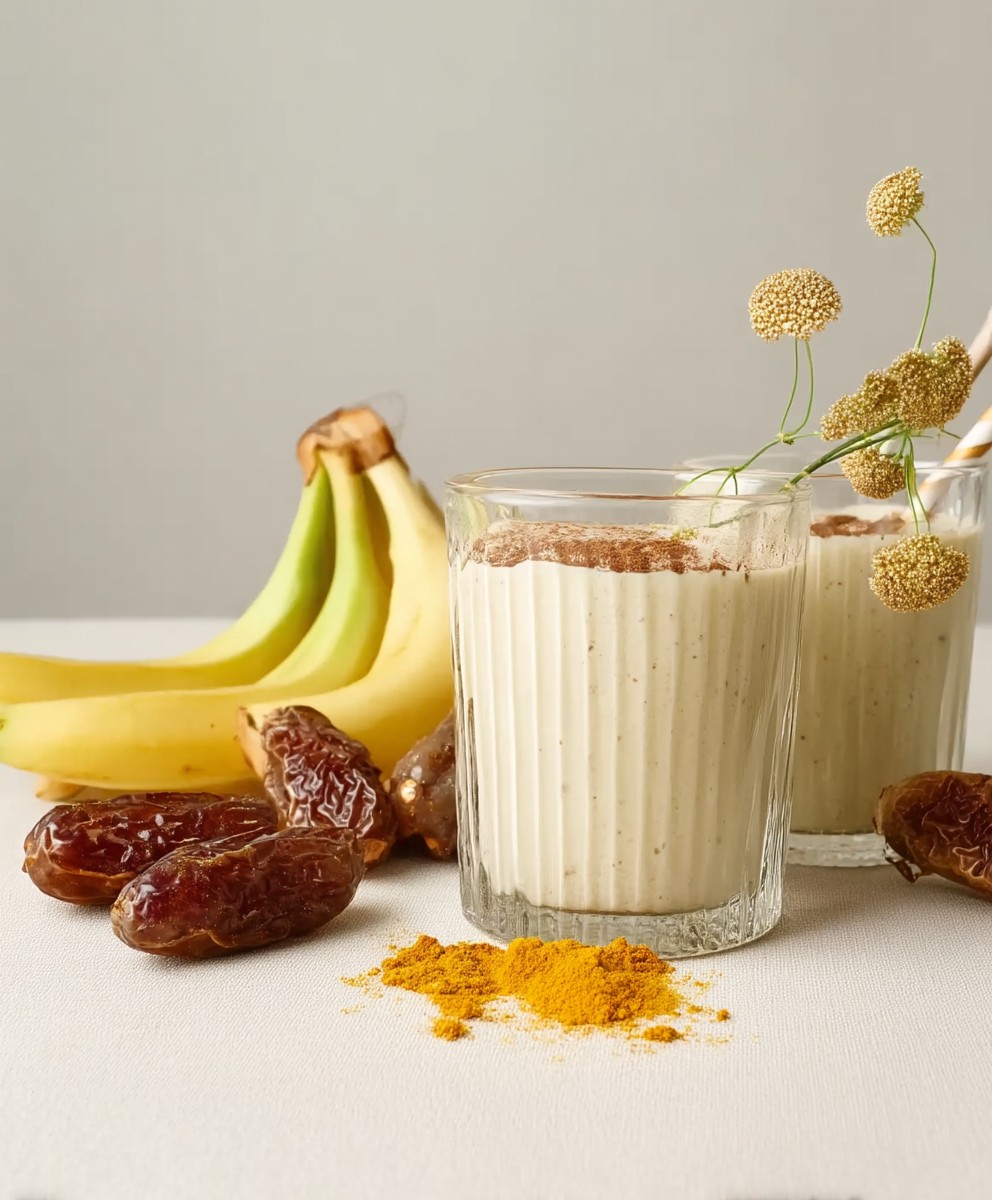 Lait frappé banane datte curcuma