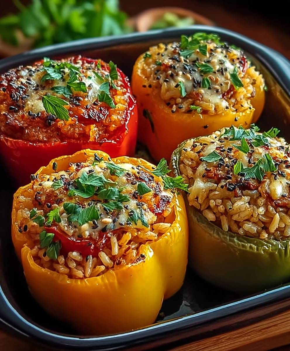 Poivrons farcis végétariens riz