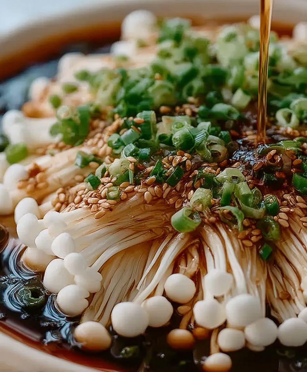 Champignons Enoki sauce ail échalote