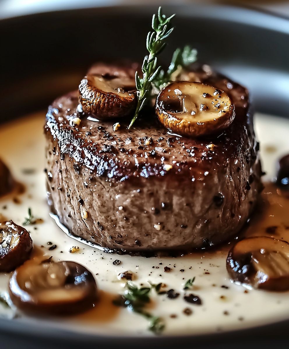 Filet mignon Boursin champignons