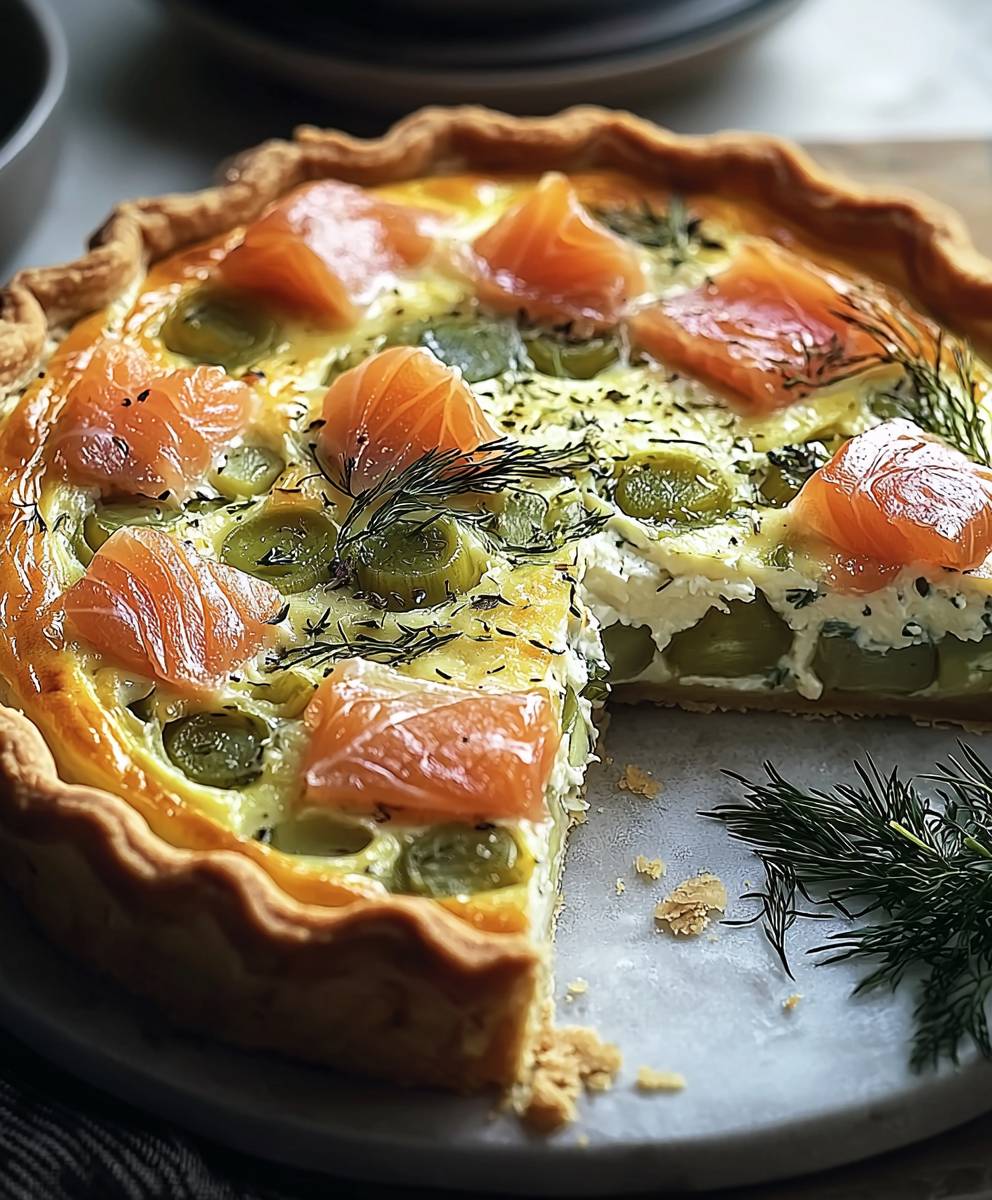 Quiche poireaux saumon fumé ricotta