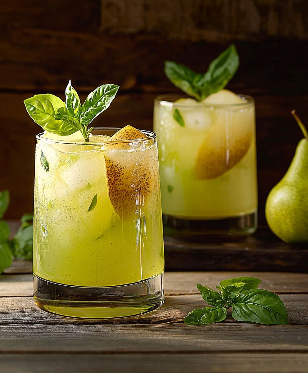 Limonade poire basilic
