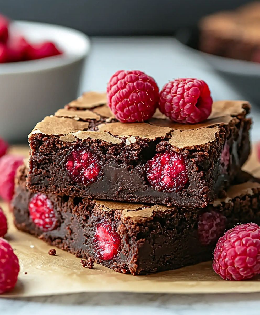Brownies chocolat framboises