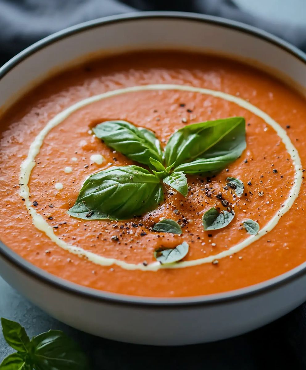 Soupe tomate basilic crémeuse