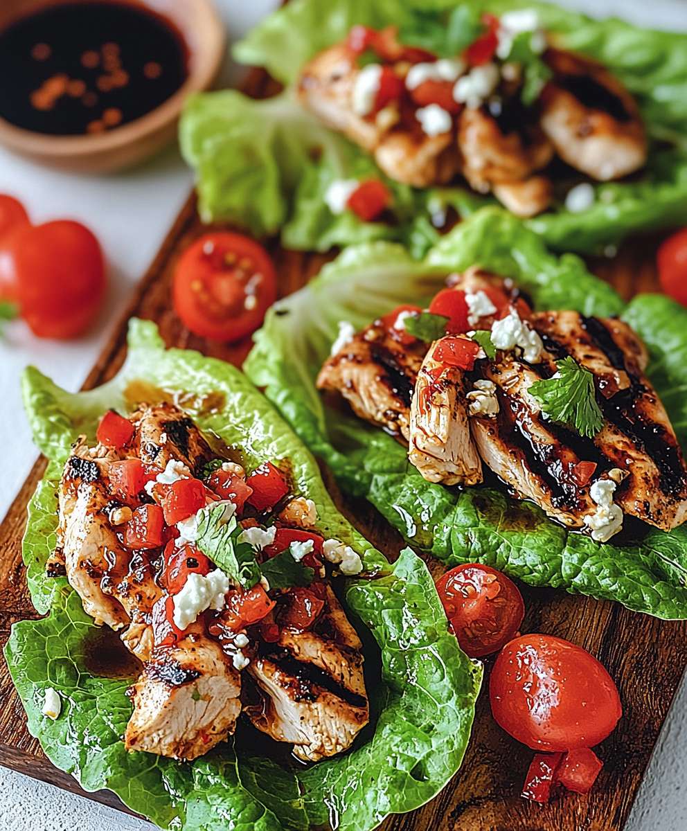 Wraps laitue poulet grillé balsamique