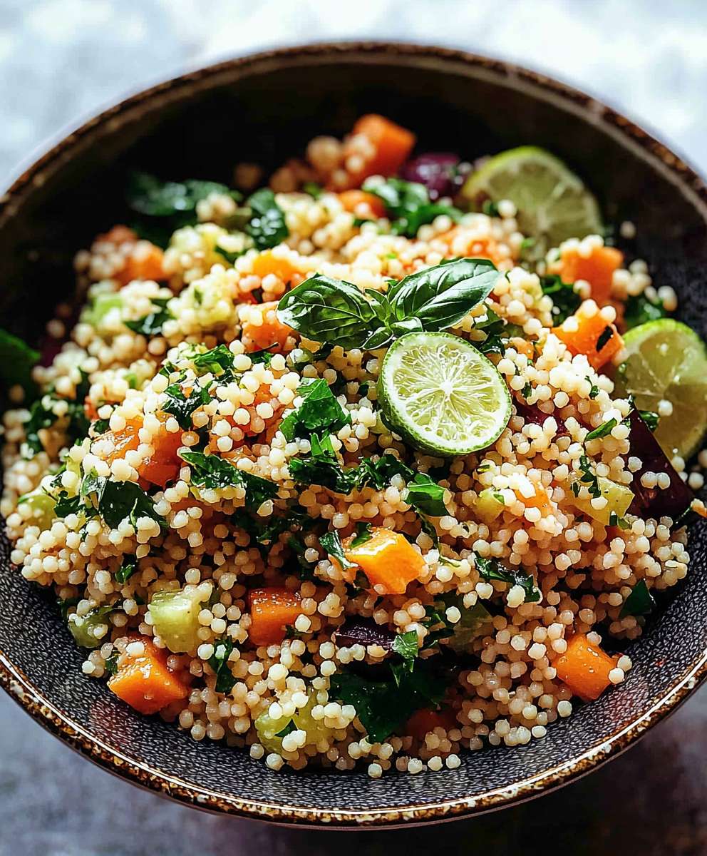 Salade couscous vinaigrette citron vert basilic