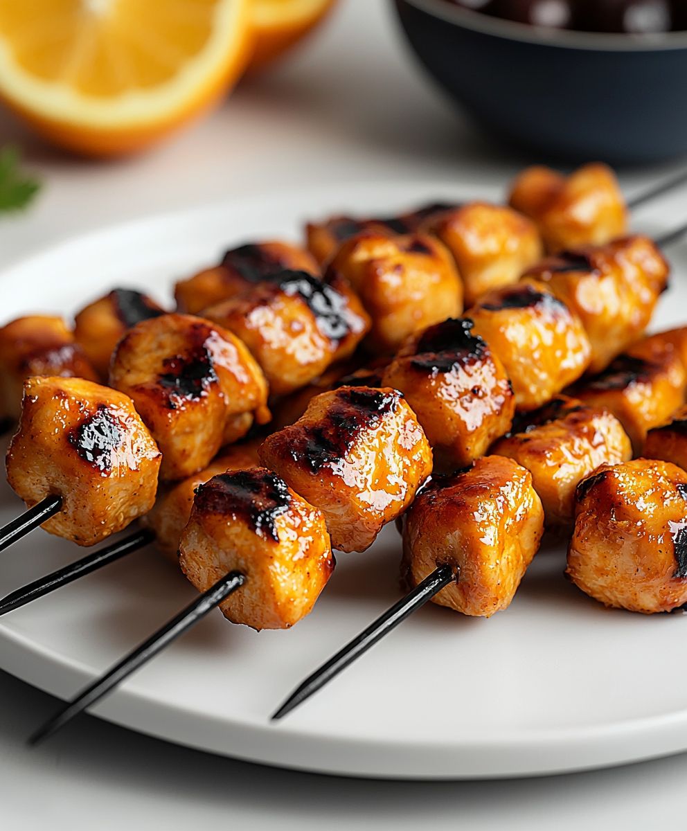 Brochettes poulet marinées orange