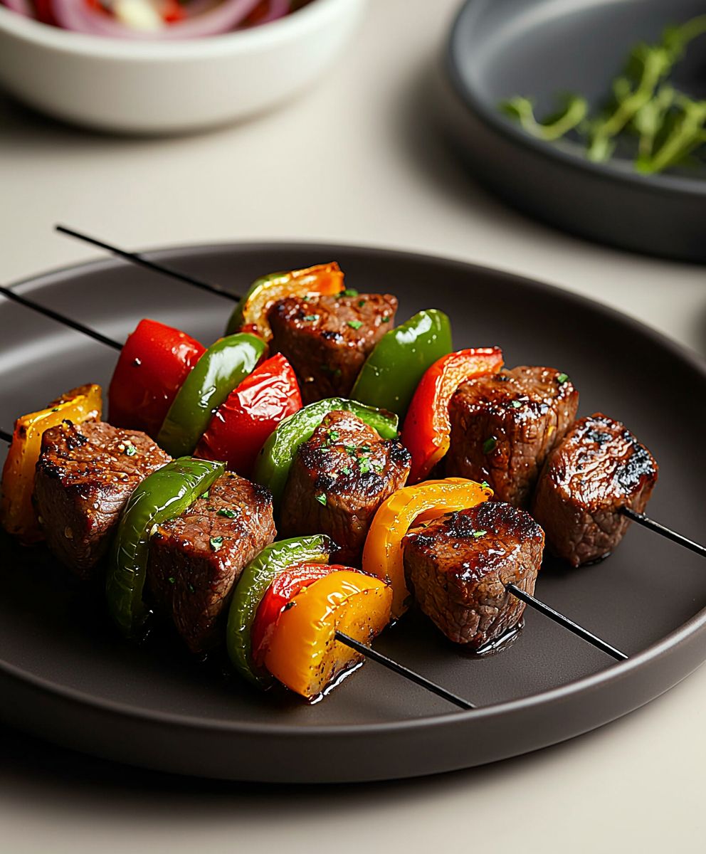 Brochettes boeuf marinées poivrons