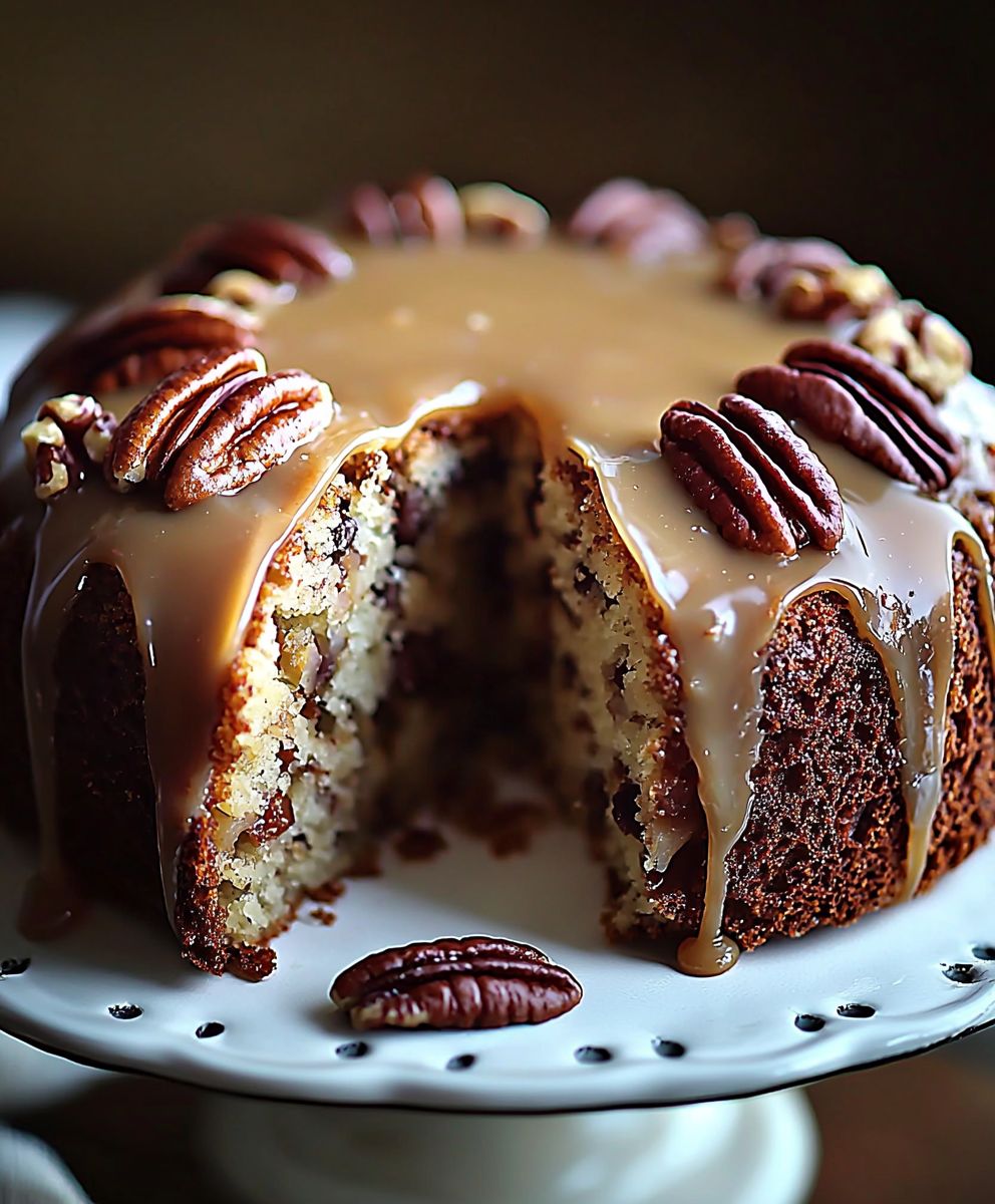 Gateau pommes noix pecan caramel